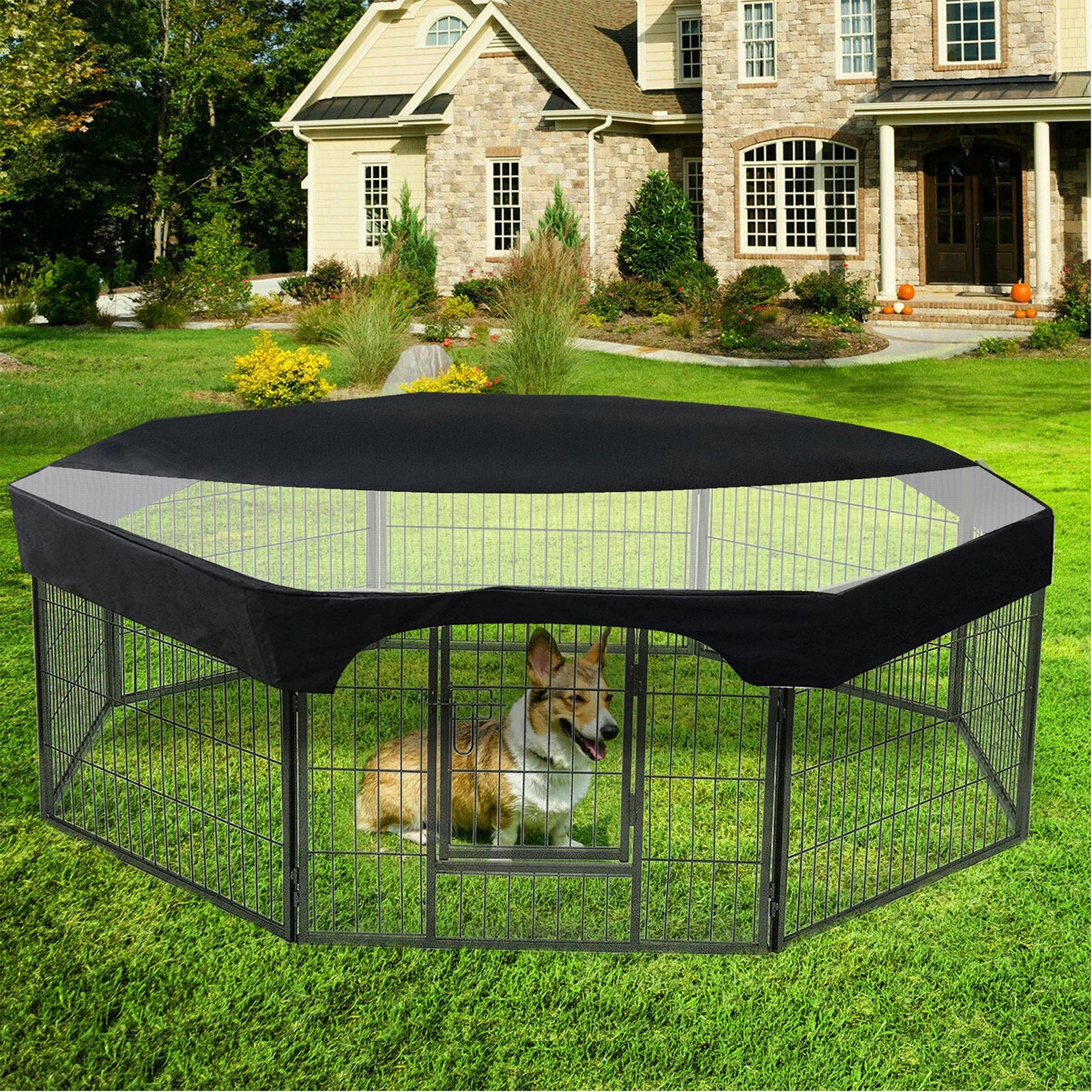24 Inch Pet Playpen for Dog Bunny or Guinea Pig with Mesh Cover